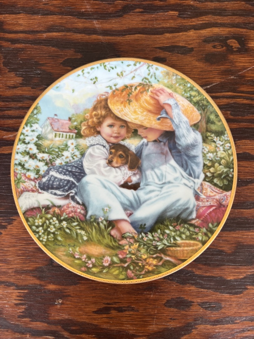 Reco "A Time to Love" Collector Plate • Sandra Kuck • March of Dimes • COA • Pup